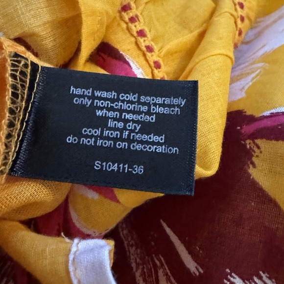 Lane Bryant 28 3X Top Shirt Yellow Floral Flower Square Neck Cap Short Sleeve - Picture 5 of 7